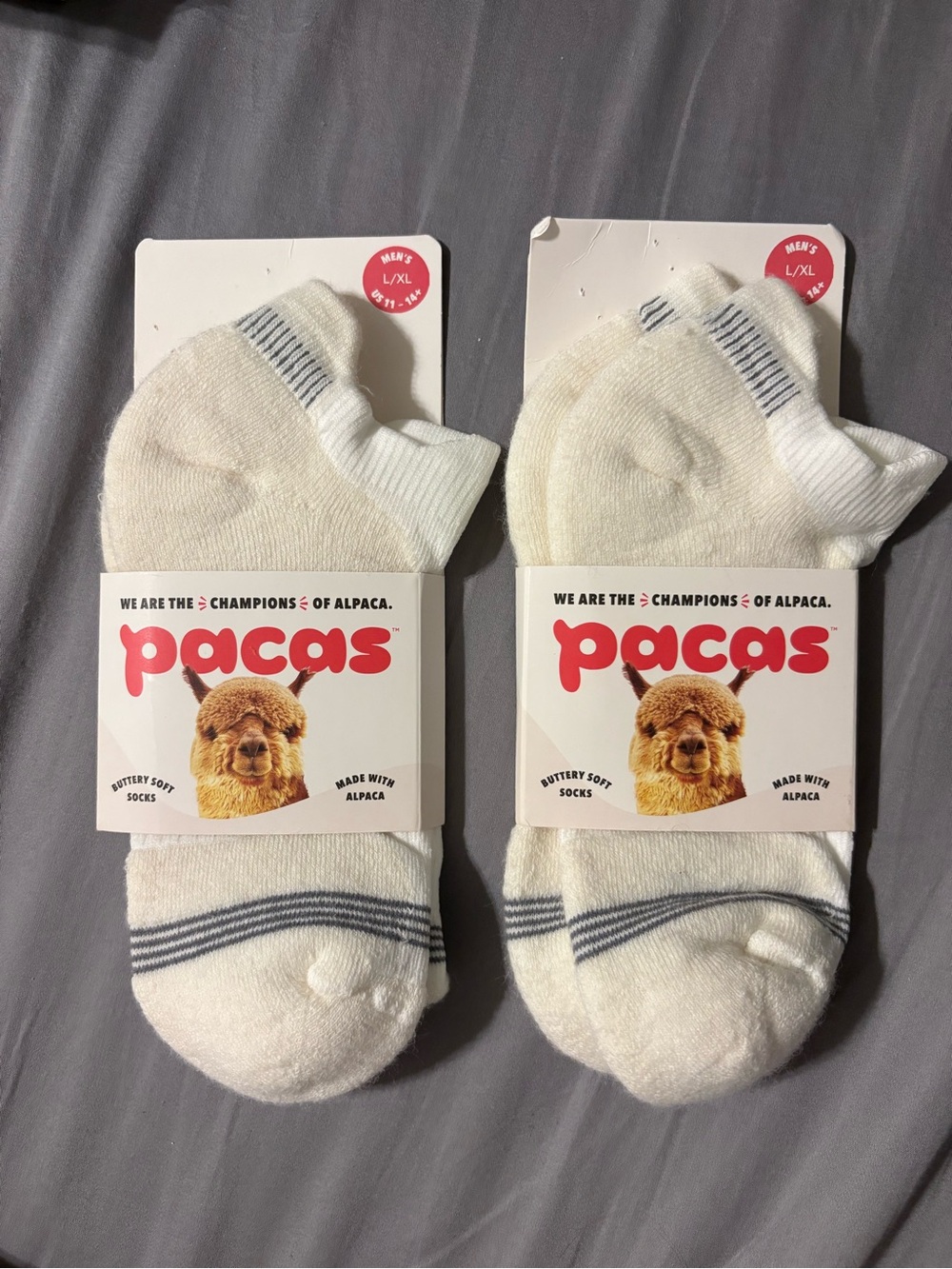 2 pair Pacas Men’s Ankle Socks - White - L/XL